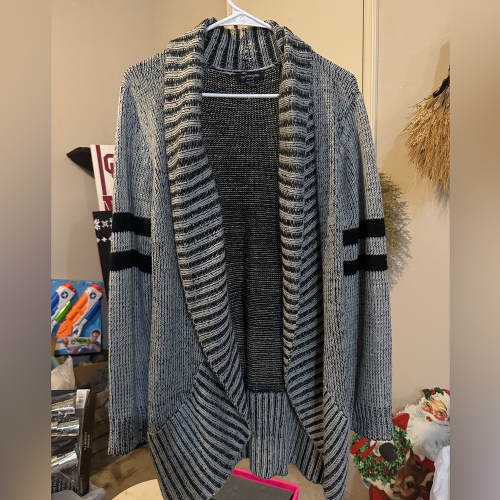 Cozy Gray Striped Women's Sweater